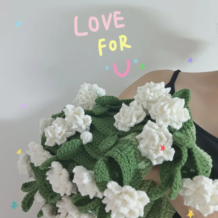 主播推茉莉花5股精梳棉抱毯花毯diy手工钩织材料包牛奶棉花朵