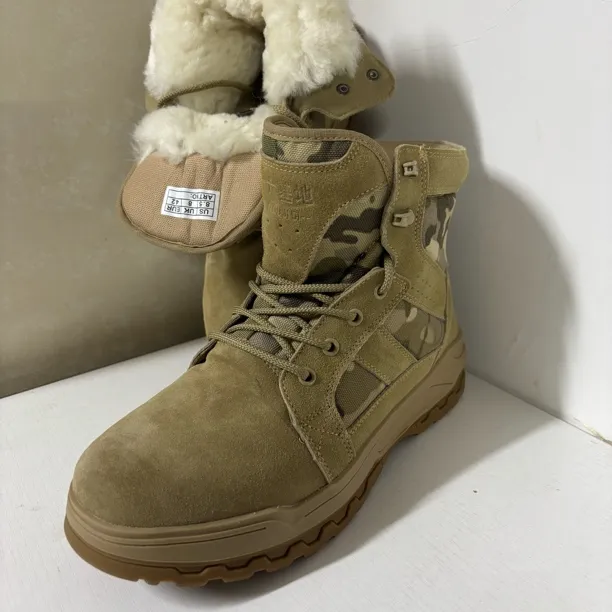 中帮迷彩防滑保暖鞋子适合户外穿着