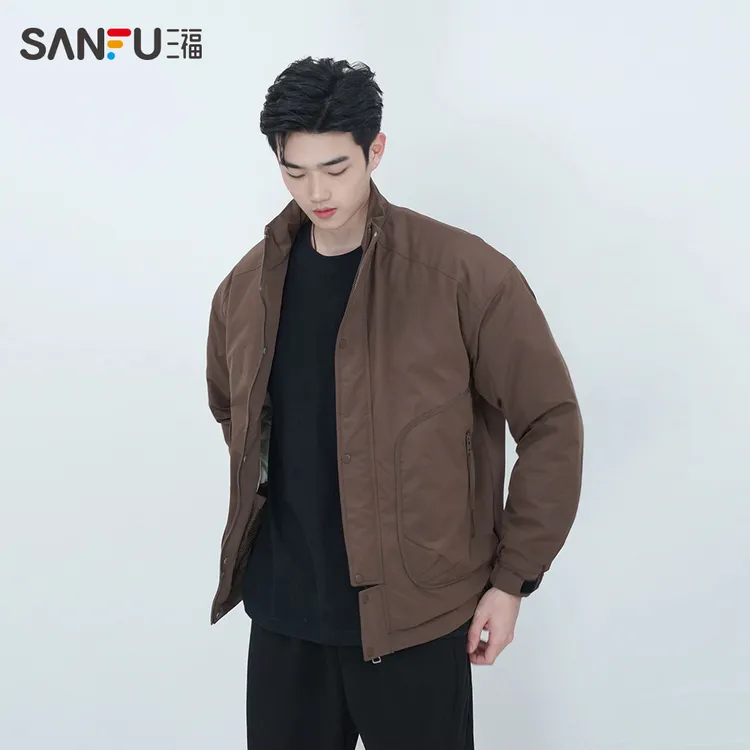 SANFU/三福秋冬机能风工装夹棉宽松休闲百夹克搭立领外套479055
