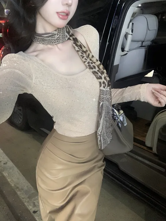 【雅乔定制】满天星亮闪烫钻针织打底衫百搭长袖上衣DYLL-25076393