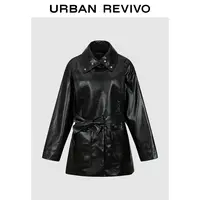 UR2025秋季新款女装时尚摩登气质纹理感腰带外套ULU150011