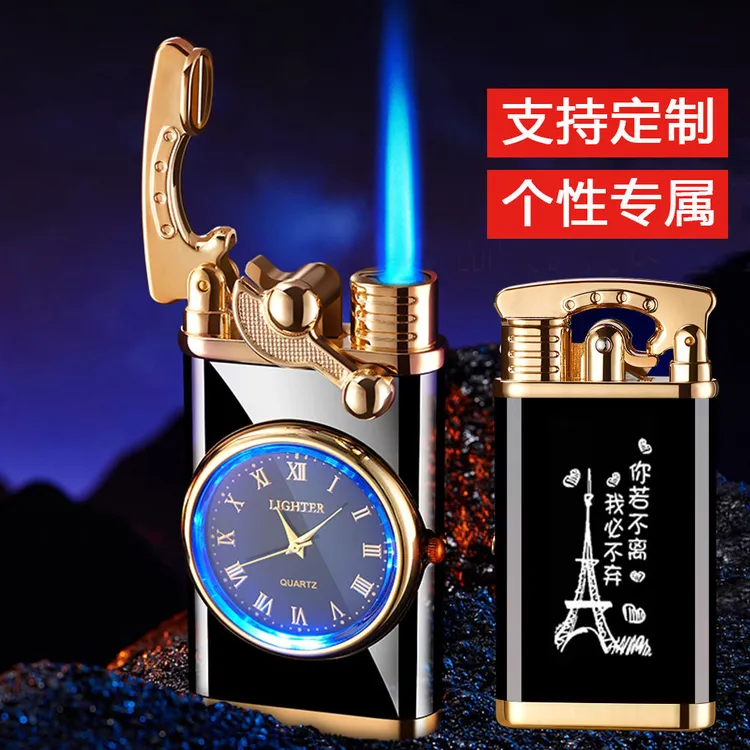 真手表摇臂打火机2新款防风电子手表打火机创意个性定制送男友