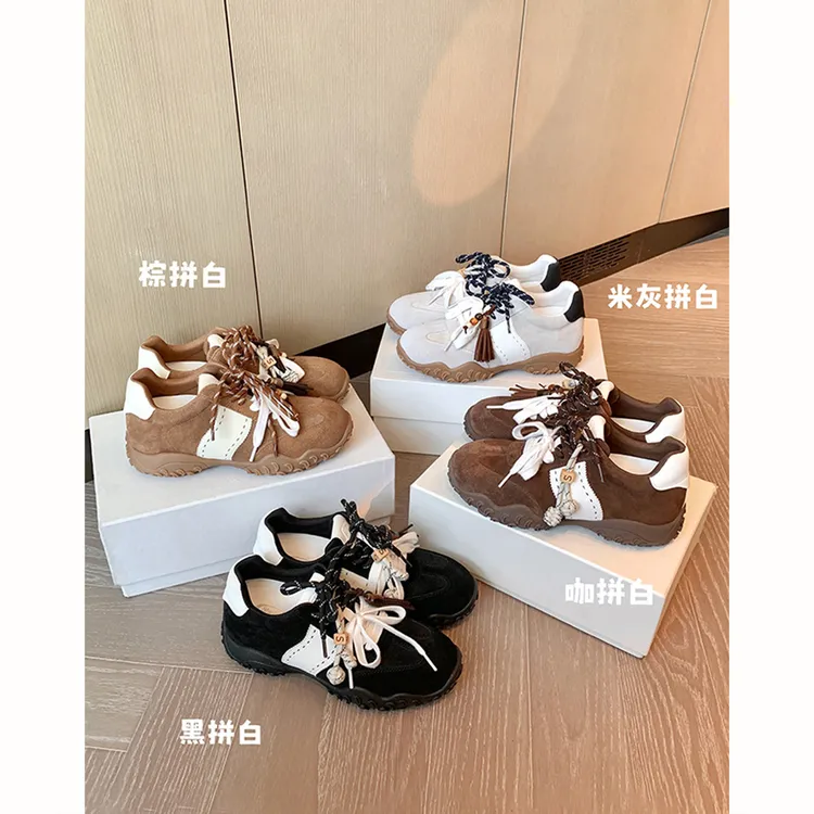 【苏茵茵】新色啦~8cm内增高月牙厚底鸳鸯鞋带运动休闲鞋女德训鞋