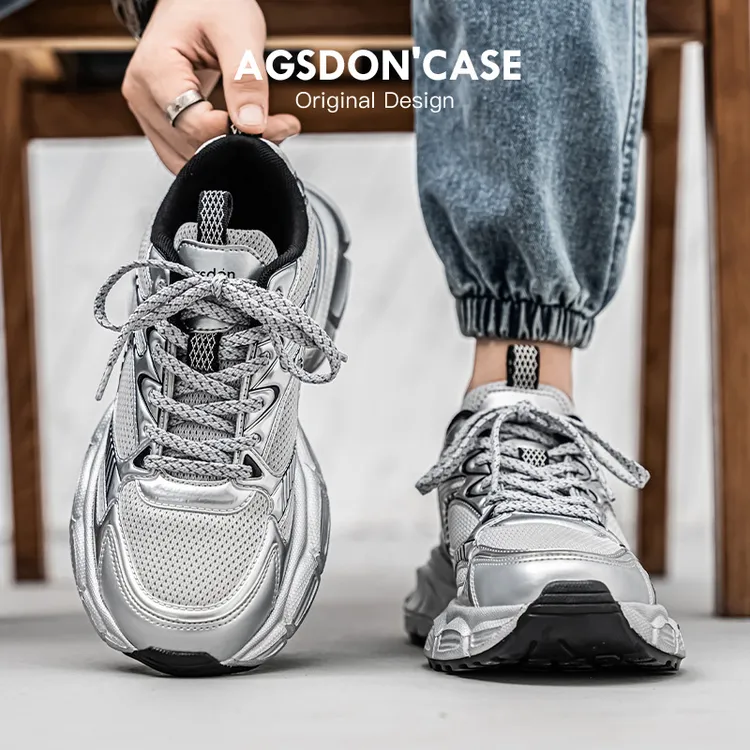 奥古狮登老爹鞋男鞋2025年新爆款网面透气厚底增高跑步潮牌运动鞋