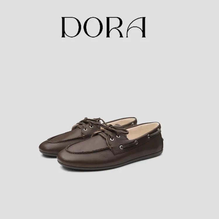 丨一朵丨系带百搭真皮平底轻奢时尚单鞋