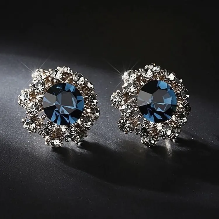 足银耳饰 999纯银针复古波西米亚蓝钻耳钉ins高级感耳环小众气质