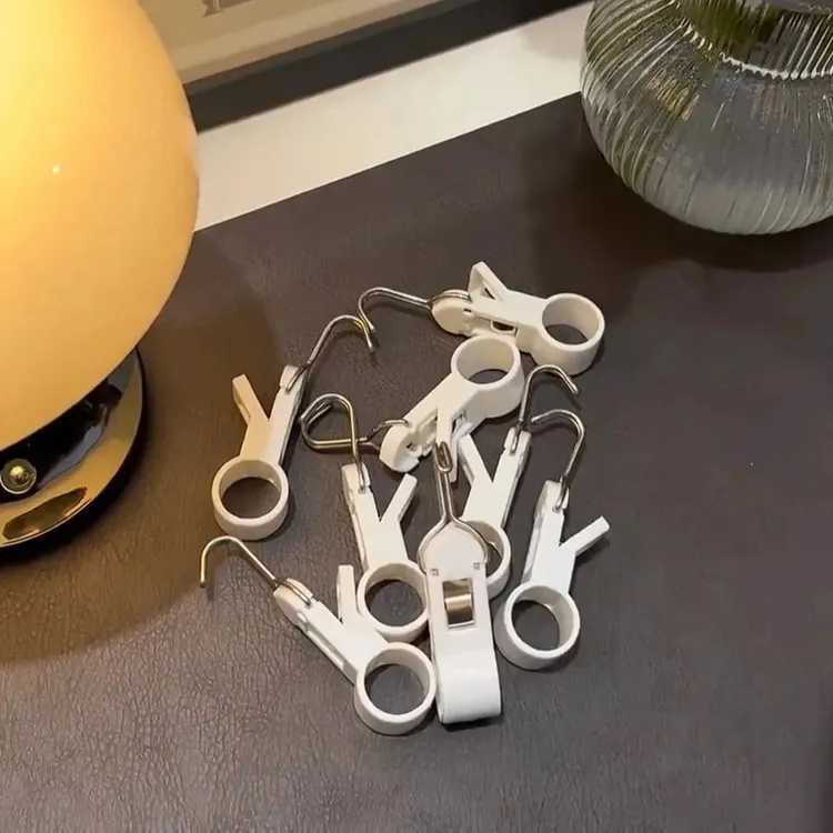 【厂家直销】夹管挂钩厨房夹子免打孔可活动套穿管塑料毛巾架旋转②