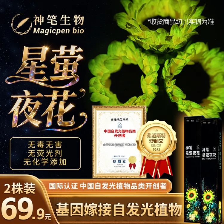 神笔星萤夜花 夜晚能发光的向日葵 节日创意礼物 精灵花朵阿凡达