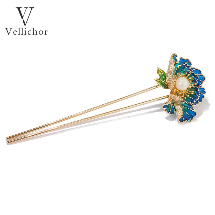 【大唐繁花】大唐之花牡丹珐琅彩双钗繁花似锦发簪大唐之花发簪