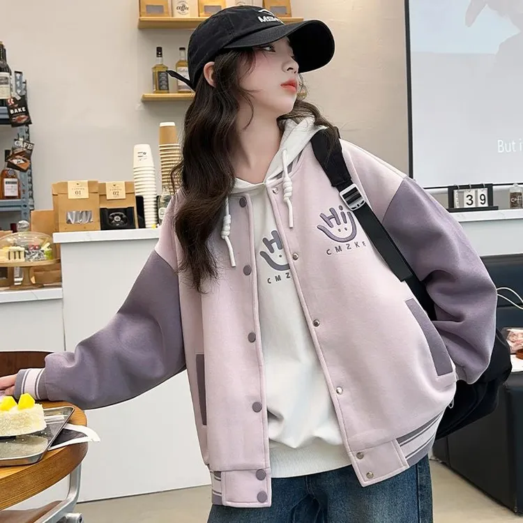 女童秋冬外套2025新款洋气中大儿童休闲棒球服秋冬季女孩开衫上衣