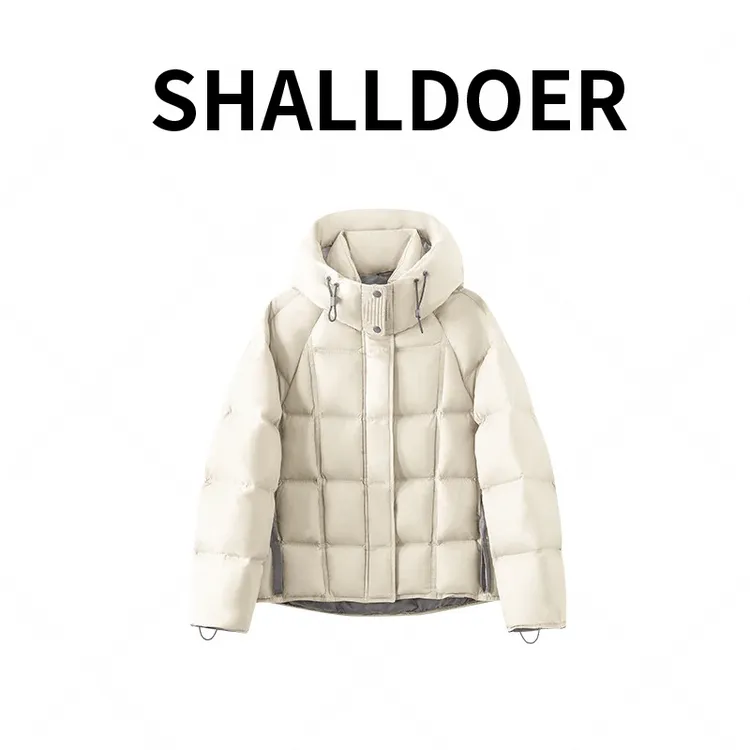 潮系短款连帽棉服2025秋冬抽绳收边日常出街个性通勤松弛舒适