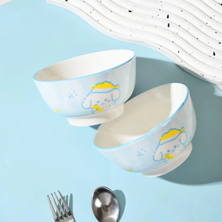 4只小狗4.5英寸卡通陶瓷餐具米饭碗小碗可爱风陶瓷餐具陶瓷碗