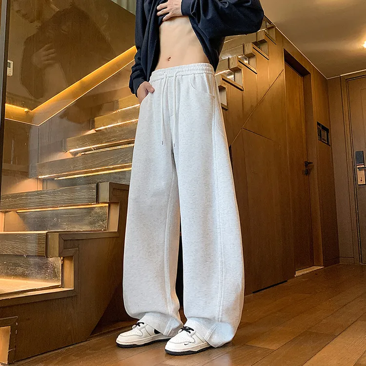 2025美式高街弯刀裤男女潮牌春秋直筒阔腿裤运动重磅百搭休闲卫裤