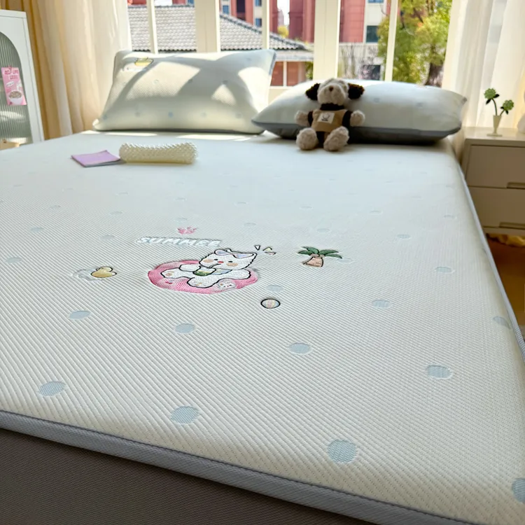 A类母婴级蓝色小狗冰豆豆冰丝凉席床笠款夏天专用空调席可机水洗