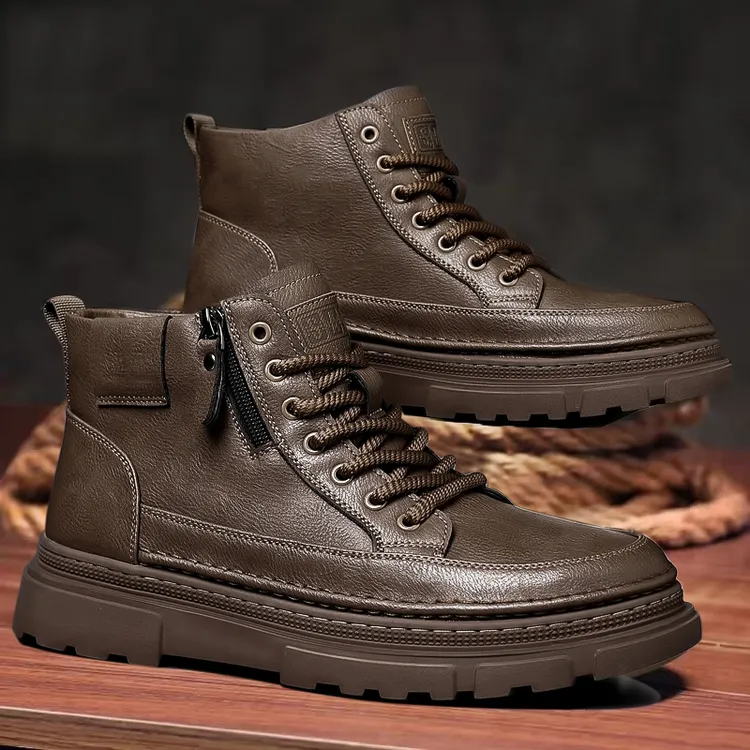 马丁靴男2025秋冬季户外休闲大码男鞋厚底防滑百搭英伦工装高帮鞋