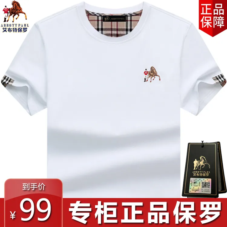 ABBOTTPAUL/艾布特保罗品牌高端正品男士夏季宽松圆领短袖t恤上衣