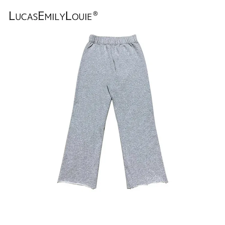 LUCASEMILYLOUIE 简约棉质休闲百搭直筒出膝盖毛边小破裤2410435商品图