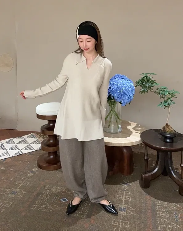 SWAYING KNIT无缝翻领扭结羊毛套衫 WENDYZ