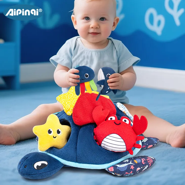 Aipinqi海龟躲猫益智玩具宝宝抓握锻炼趣味玩具宝宝安抚毛绒玩偶