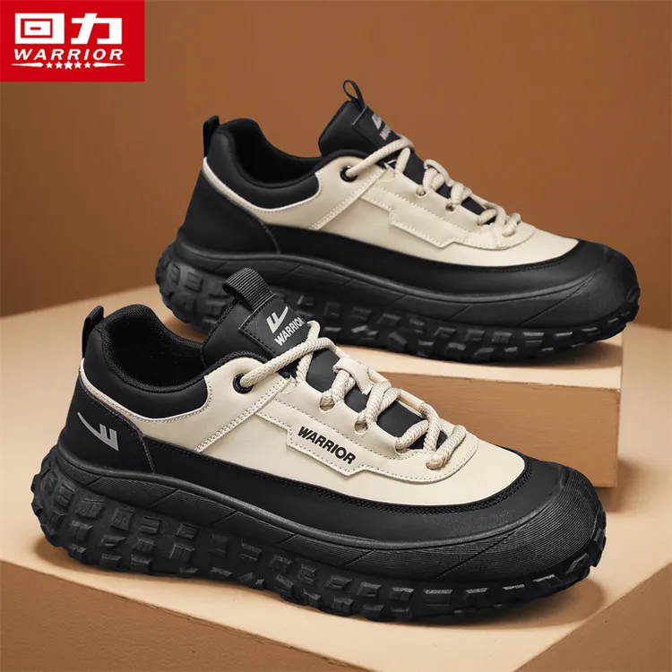 回力男鞋秋季潮流休闲百搭皮面老爹鞋高颜值痞帅上班通勤鞋厚底款