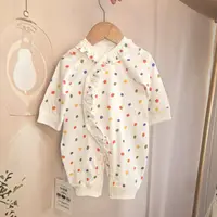 新生儿纯棉花边领连体衣满月女宝宝爬爬服春秋季洋气百天d