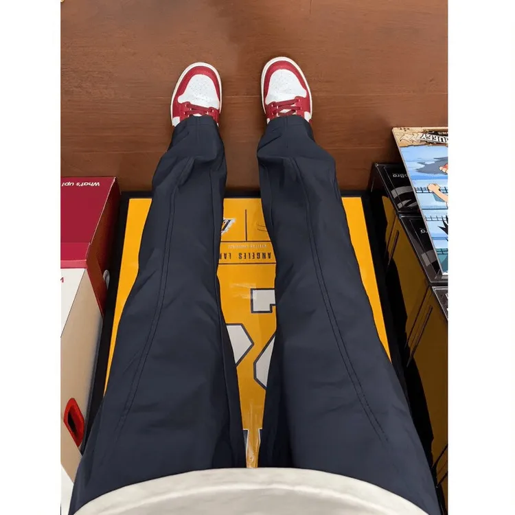 黑色斜切弯刀裤子男款速干直筒户外登山裤秋季美式软壳防水冲锋裤