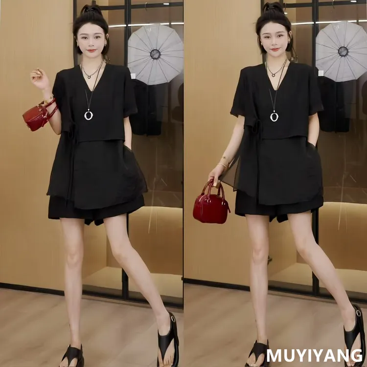 【暮光】设计感小众网纱拼接高定版假两件套装 衣长76 25-364#