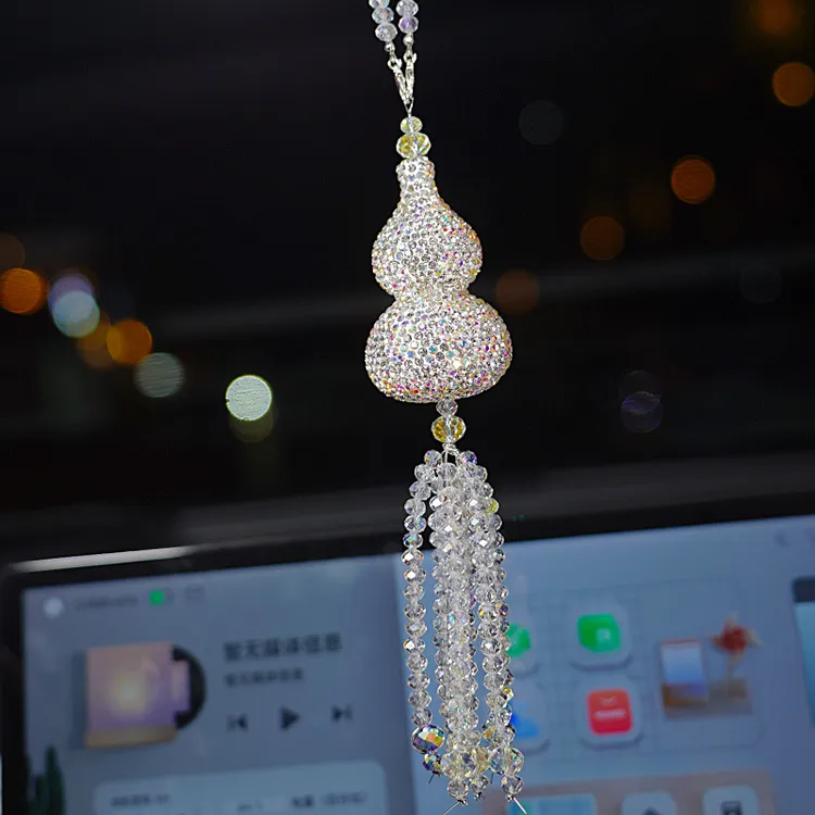 2024新款镶钻汽车挂件保平安葫芦后视镜挂饰吊坠高级感车内装饰品