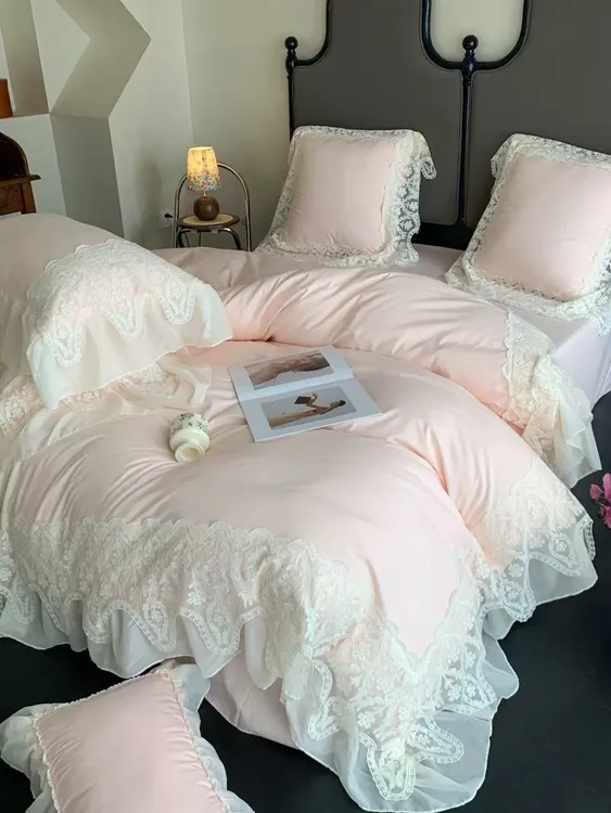 2025年超柔软糯小棉，法式雪纺花边四件套，面料柔软舒适