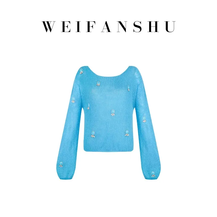 WEIFANSHU/魏凡舒【蔚蓝画布】秋冬新款宽松小个子马海毛羊毛上衣