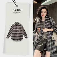 【DZBM】2025早秋新款翻领兜口手缝三角标格子衬衫-S5299