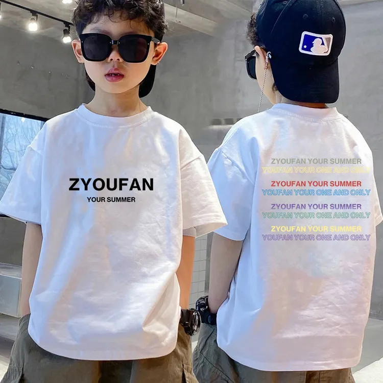 儿童纯棉短袖t恤夏季新款中大童帅气宽松半袖男宝小童字母体恤潮t