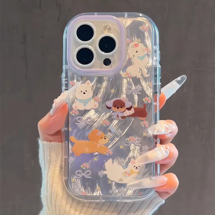 适用于【苹果/华为/OPPO/VIVO】羽纱奶油手机壳防摔春日碎花小狗