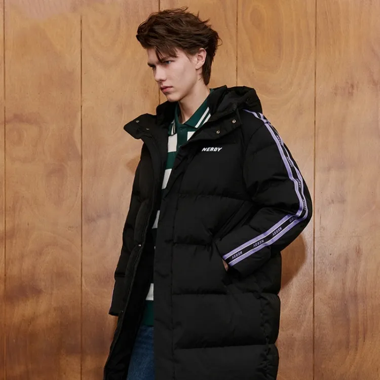 杭州呢滴秋冬保暖情侣串标长款羽绒服