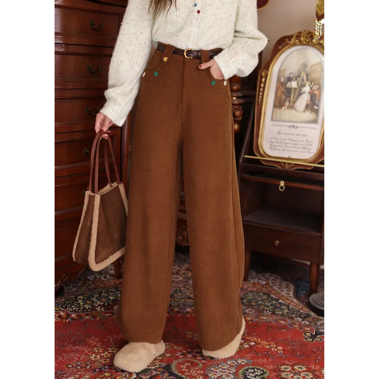 陈大器【泥土芬芳​】港风复古灯芯绒休闲高腰百搭长裤JB3328340