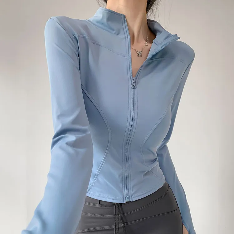 瑜伽服女春夏薄款大尺码骑行跑步专业女士上衣紧身长袖健身服外套