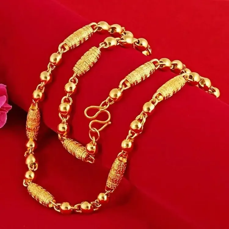 孟加拉赤金【长城纹项链】男款时尚实心霸气精美百搭款