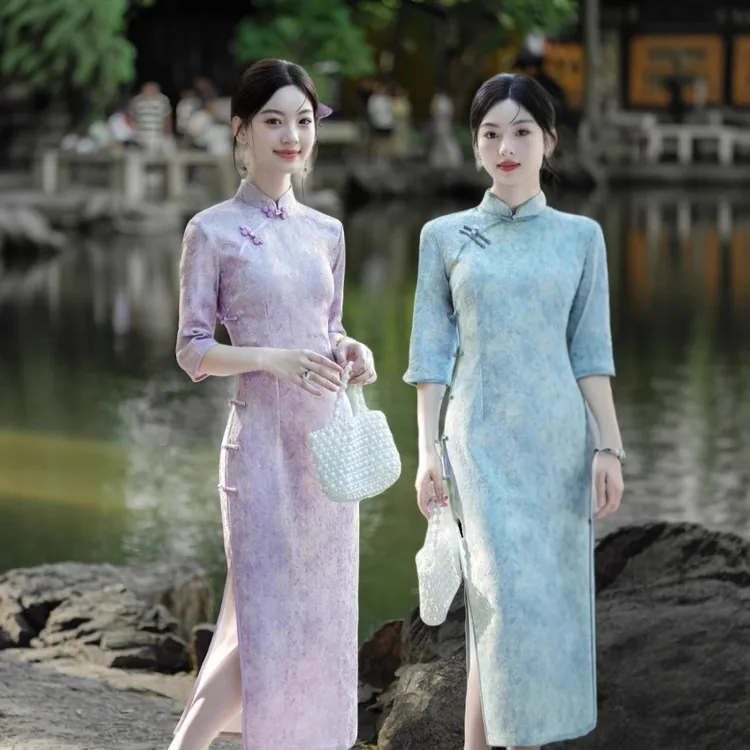 2025秋款年轻时尚显瘦单层新中式新款改良日常气质年轻复古旗袍HQ