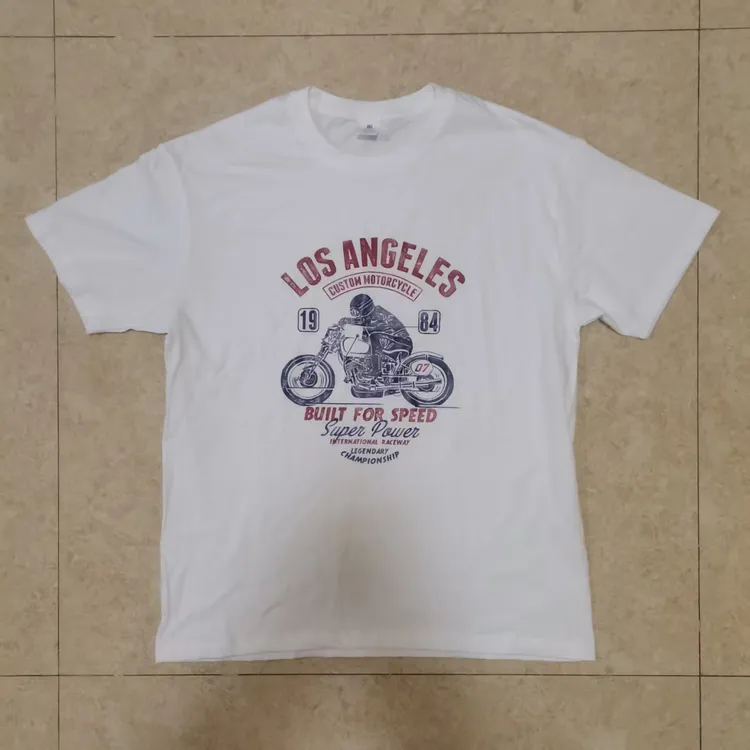 简约美式印花短袖T恤男圆领宽松潮流休闲上衣夏季百搭