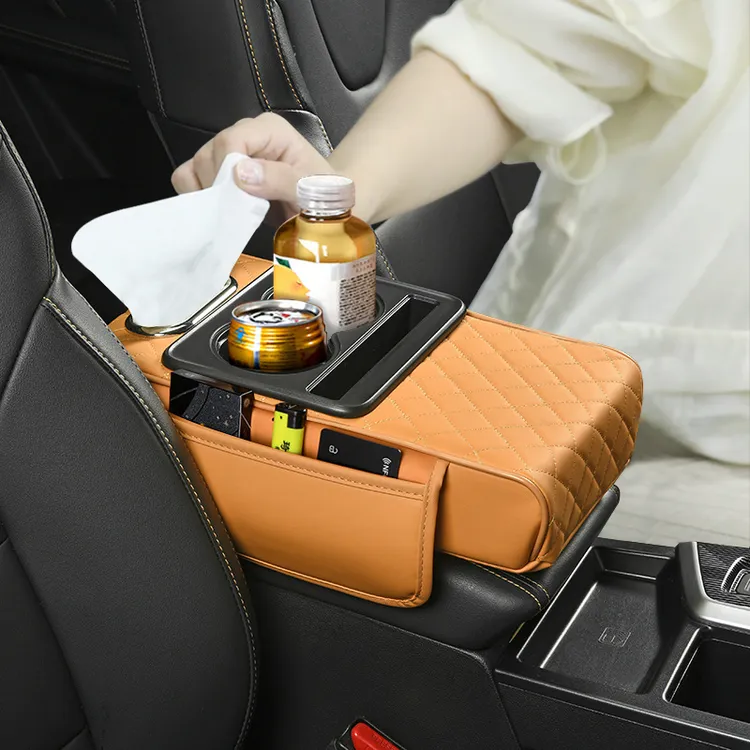 汽车扶手箱纸巾收纳盒汽车内多功能后排纸巾盒肘托垫四合一增高垫