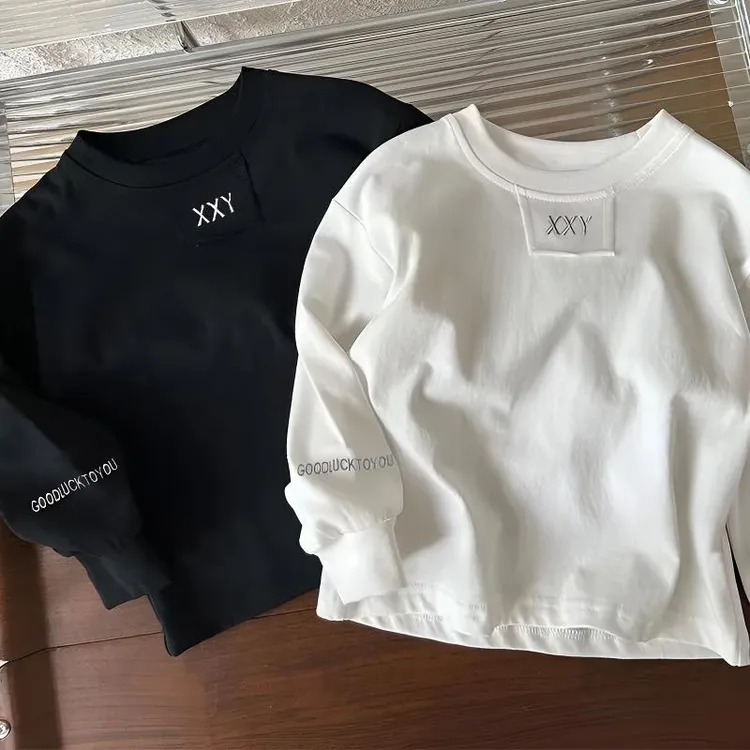 【纯棉潮T】刺绣韩版儿童纯棉秋衣男童春秋季长袖打底卫衣简约长T恤