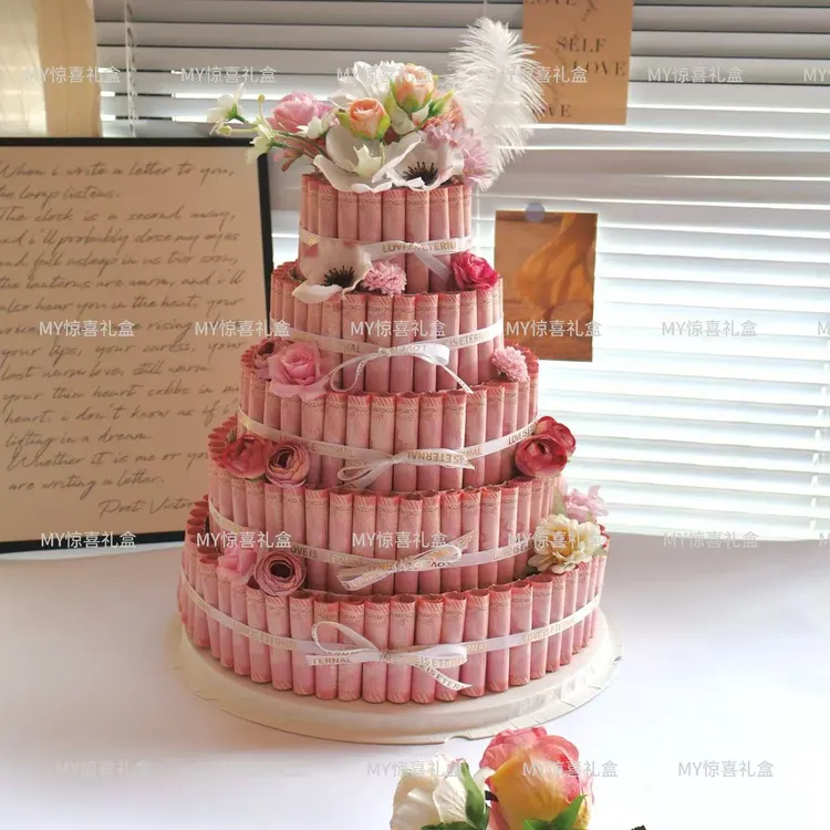 母亲节520有钱花DIY材料包全套自制蛋糕肥牛卷圆形创意生日礼物