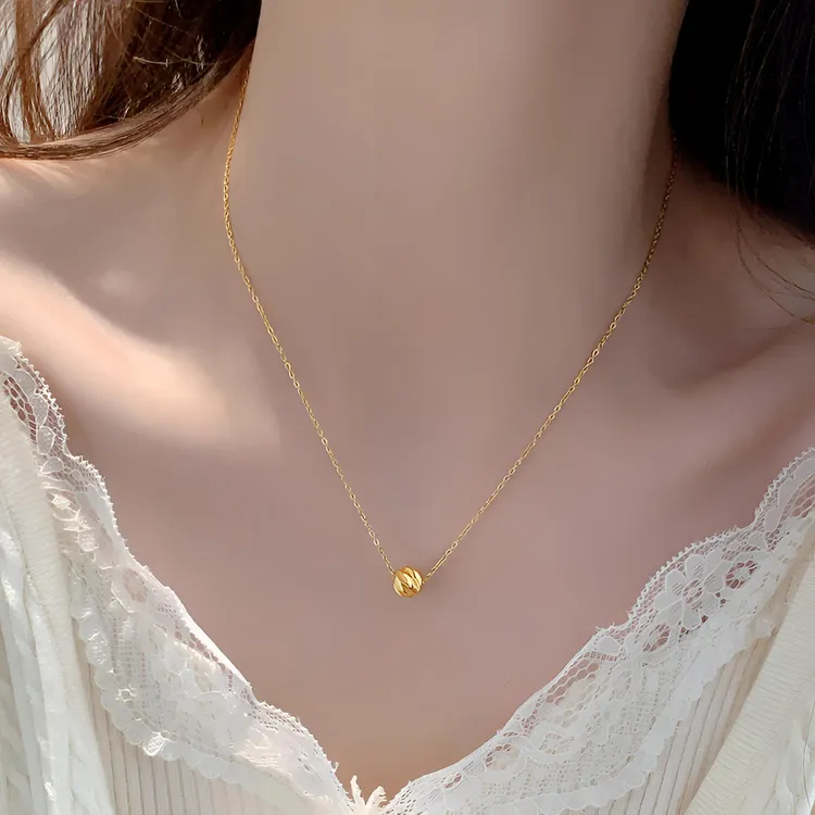 铜合金项链 金色新中式转运项链女轻奢小众设计高级感颈链锁骨链 