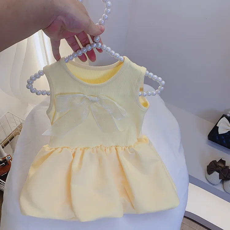 2025夏季新款蝴蝶结花苞裙女公主风夏装休闲风连体连衣裙女孩宝宝