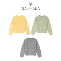 MANNALA丨“绵花霜”罕山白绒廓形圆领水洗拉绒亮片茸茸毛衣Q4697