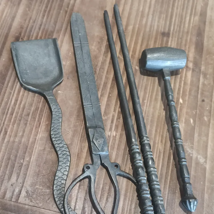 红泥炭钵精致装炭专用炭筷铜器炭夹炭铲炭锤潮汕功夫茶具