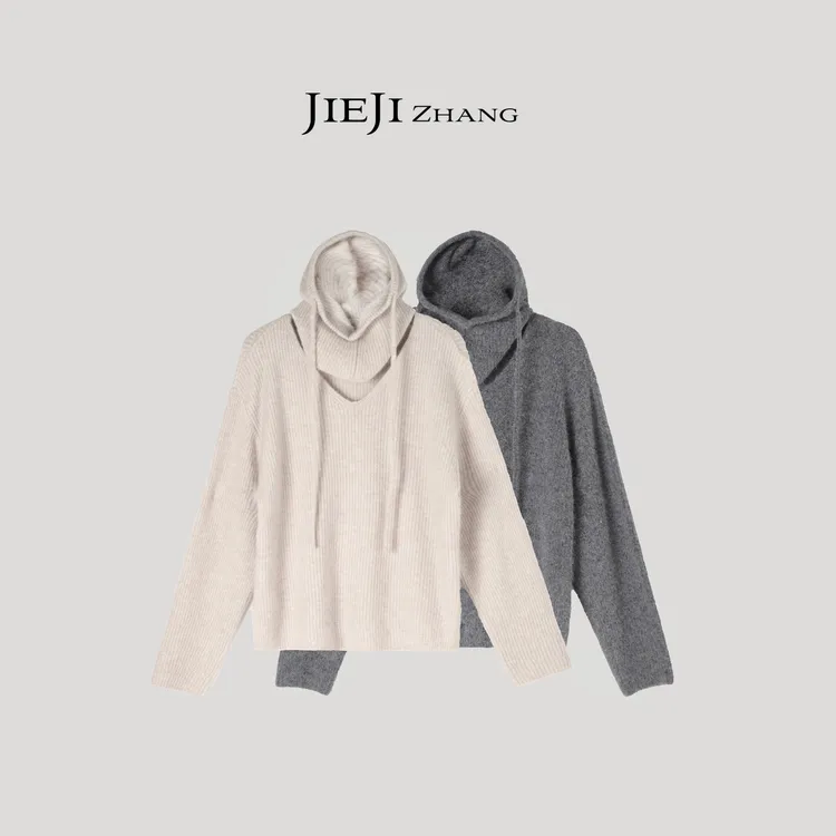 【JIEJI ZHANG】高级定制秋冬时尚百搭兔毛连帽衫350884