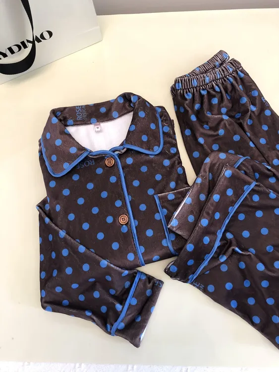 赵露思同款波点海岛绒睡衣女秋冬新款加厚保暖甜美气质家居服套装