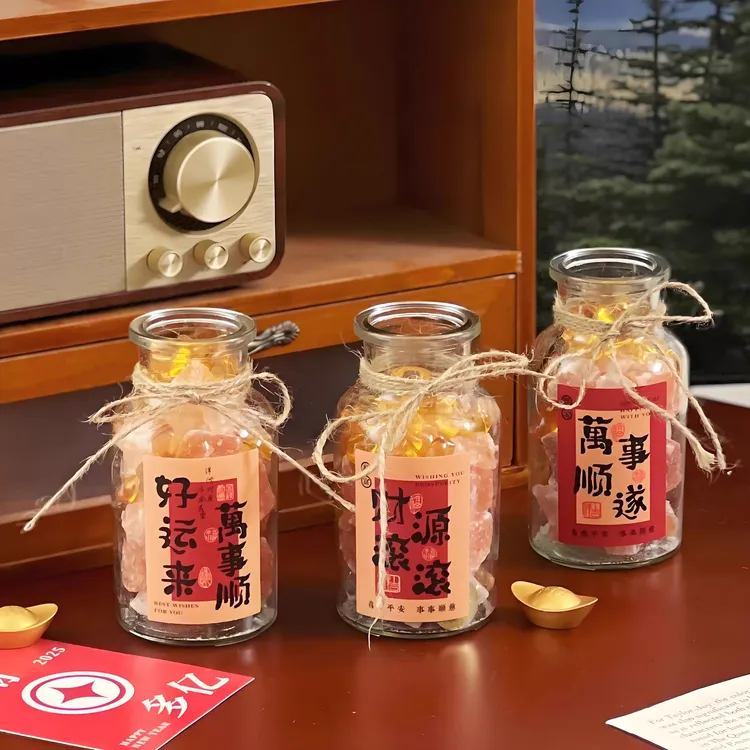 新店开业新房乔迁财源滚滚橙盐生财瓶玻璃罐客厅房间节日桌面摆件