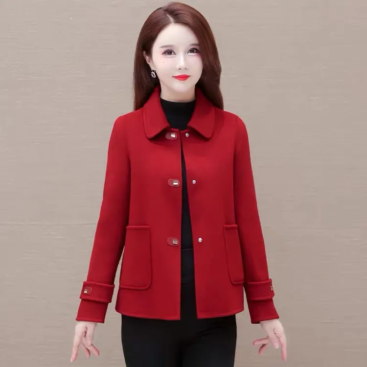 高级感双面呢上衣春秋毛呢新款双面绒外套减龄气质显瘦呢大衣